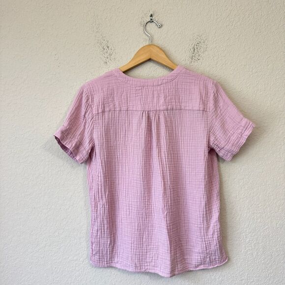 J. CREW V-Neck Double Gauze Popover Top #BI431 Light Purple / Pink - Picture 6 of 10